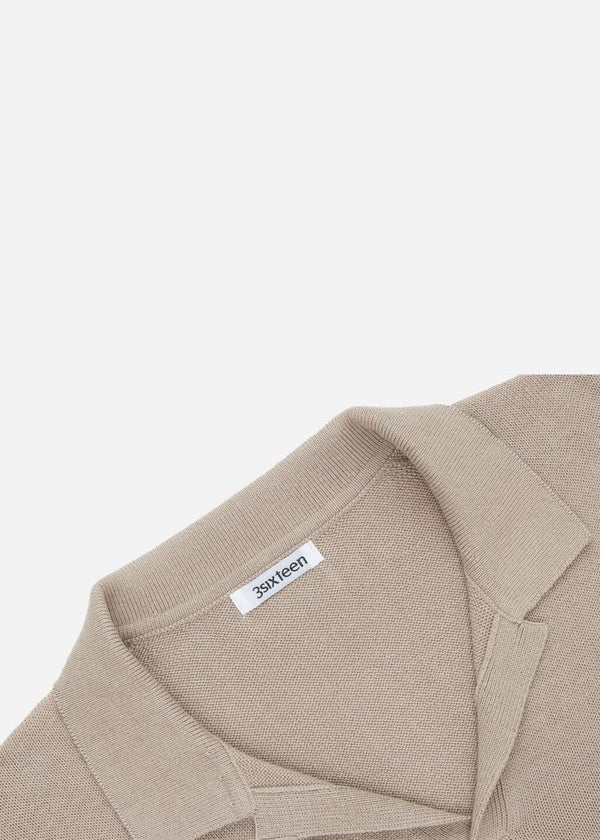 Cotton/Linen Knit Polo Tan - 3sixteen