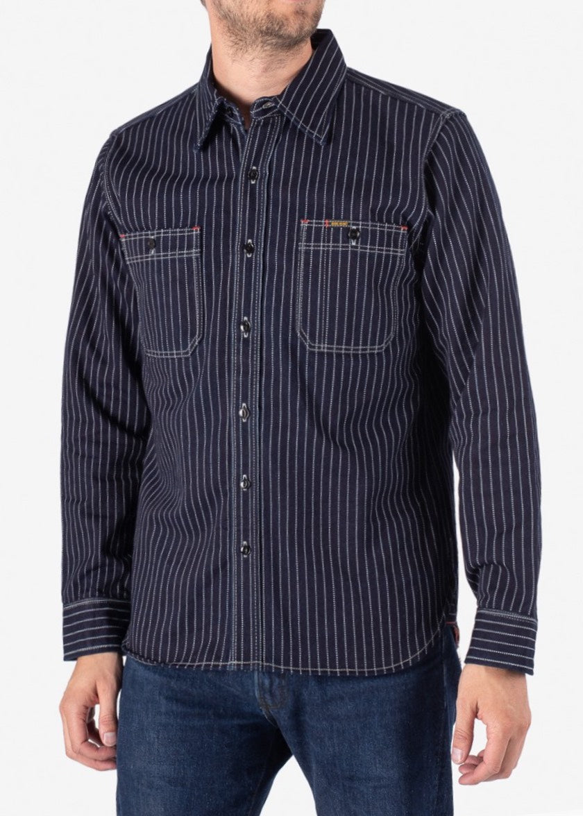 Iron Heart 12oz Wabash Work Shirt Indigo with Black Button