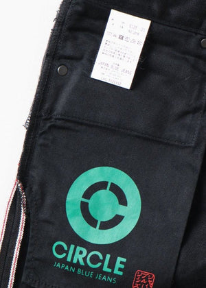 Japan Blue Circle Black 14oz Tapered Selvedge Denim