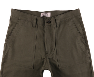 Naked & Famous work pant green canvas