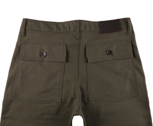 Naked & Famous work pant green canvas