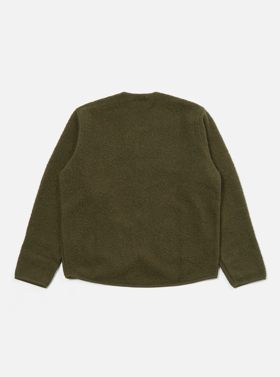 Universal Works Zip Liner Jacket in Olive Tibet Fleece - Mildblend