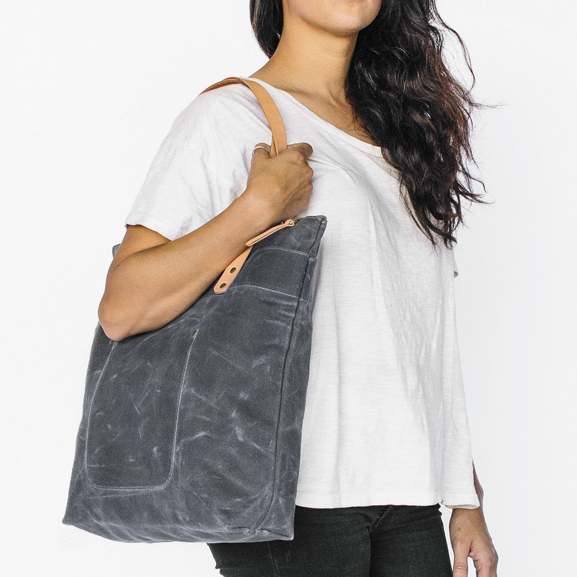 Winter Session Zip Top Tote in Grey