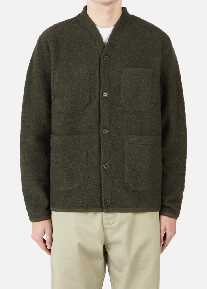 Universal Works Olive Wool Cardigan
