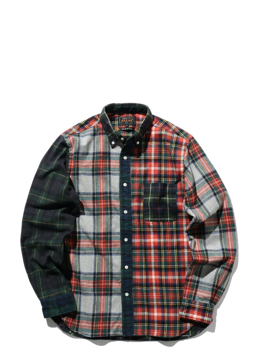 Beams Plus BD Flannel Check Panel Shirt Red