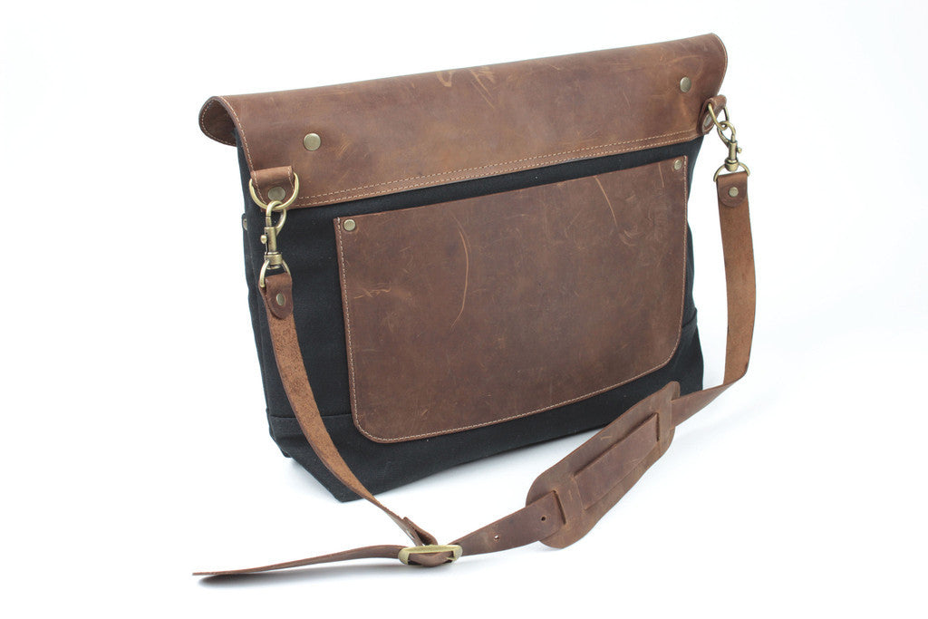 Bleu de Chauffe Leather Postman Bag 2 ways 2 In 1 Laptop backpack