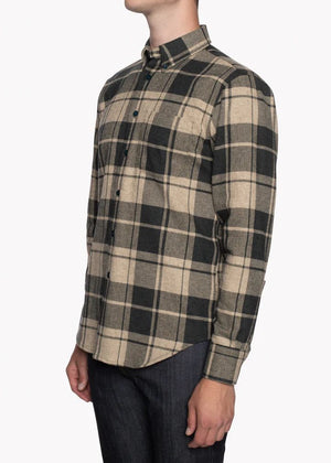 Naked & Famous Heavy Vintage Flannel Forest Grey