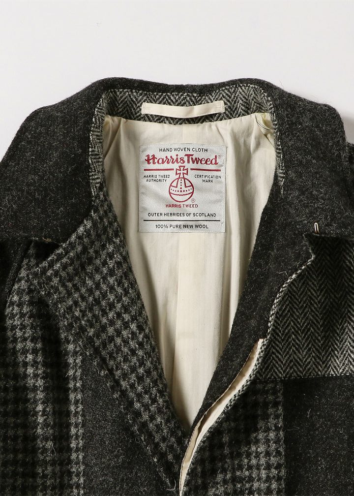 Beams Plus Harris Tweed Patchwork Coat