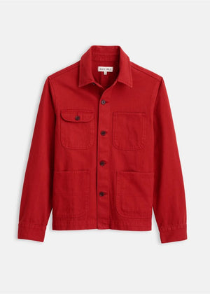 Alex Mill Garment Dyed Work Jacket Recycled Denim Red
