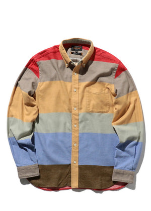 Beams Plus BD Multi Stripe Flannel Red