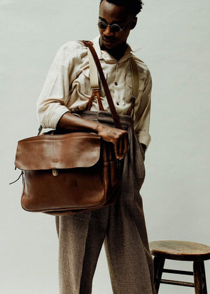 bleu de chauffe Zeppo briefcase Cuba Libre Leather