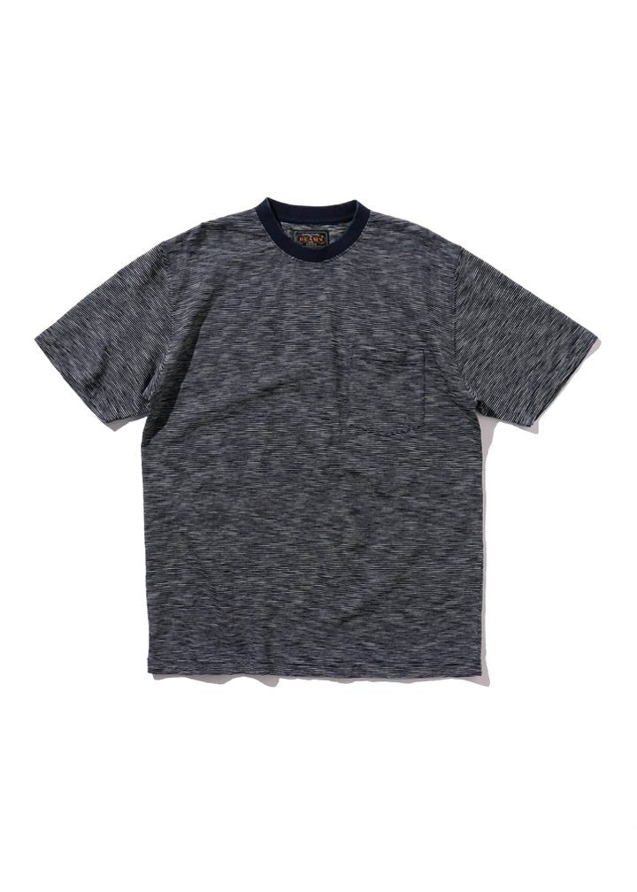 Beams Plus Pocket T Indigo Stripe