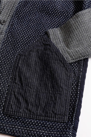 FDMTL Boro Patchwork Cardigan Rinsed Indigo
