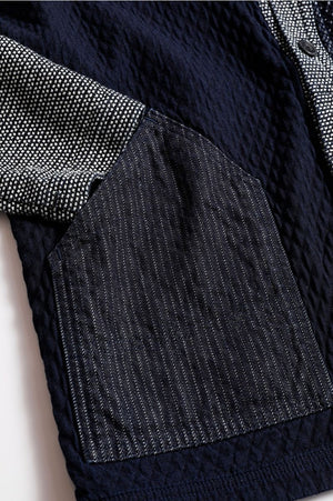FDMTL Boro Patchwork Cardigan Rinsed Indigo