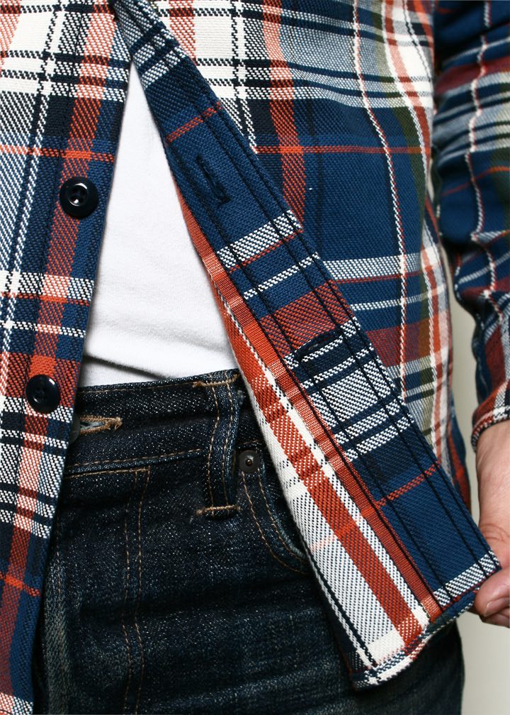 Rogue Territory Field Shirt Navy Plaid Selvedge