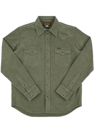 Iron Heart 9oz Raised Whipcord Western Shirt IHSH-330 Olive