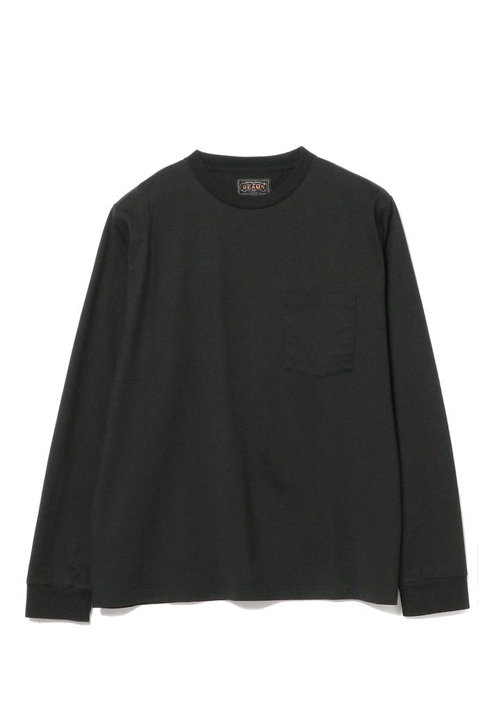 Beams Plus Japan Made Pocket T 40/2 Long Sleeve Black