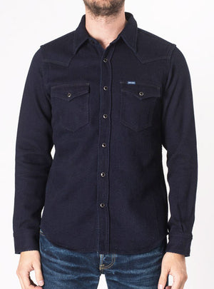 Iron Heart IHSH-208 Indigo Kersey Western Shirt