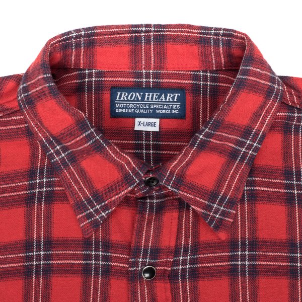 Iron Heart IHSH-179 Red Check 6oz Flannel