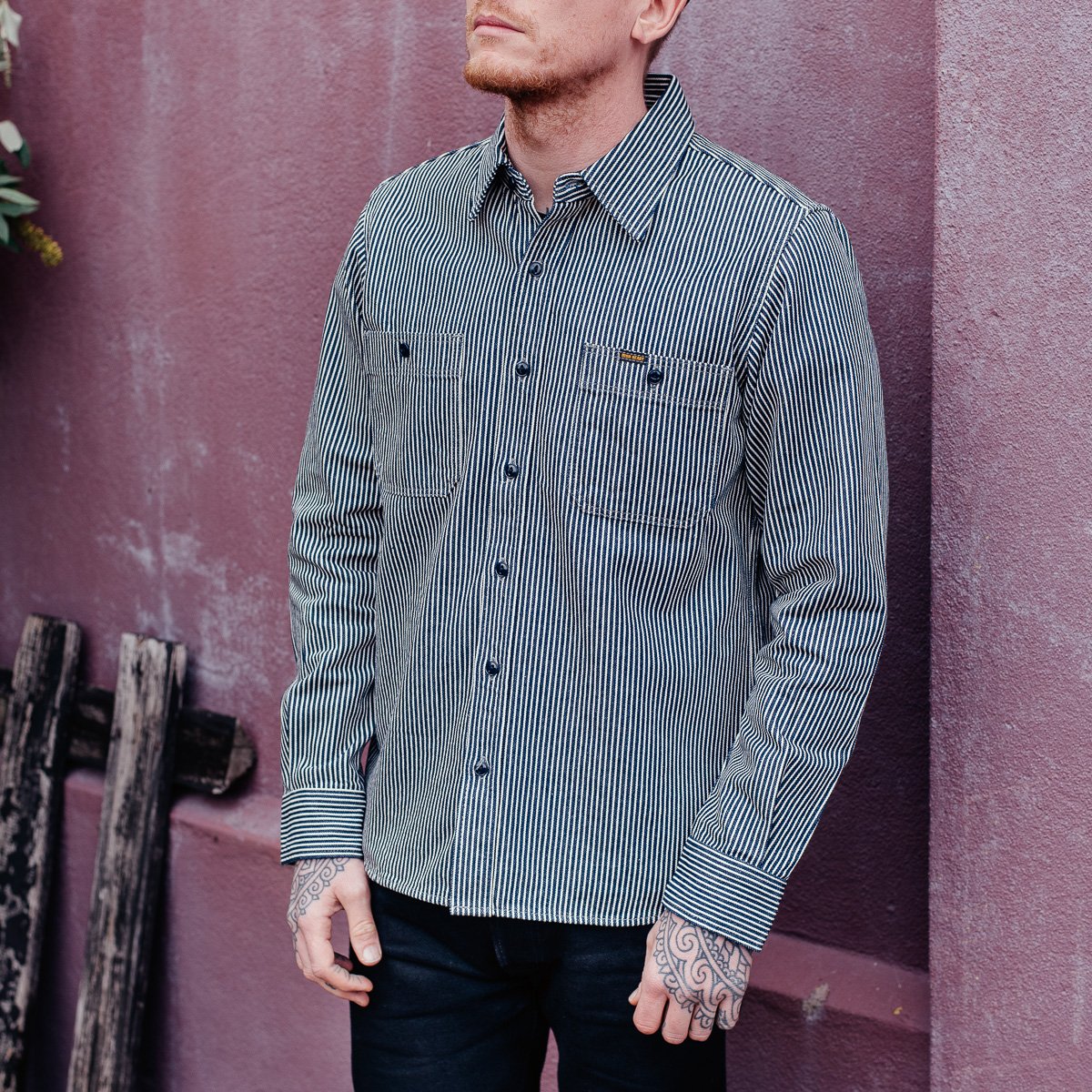 Iron Heart 12oz Hickory Stripe Shirt - Mildblend Supply Co