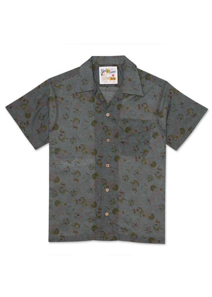 Naked & Famous Flora Shirt Grey Blue