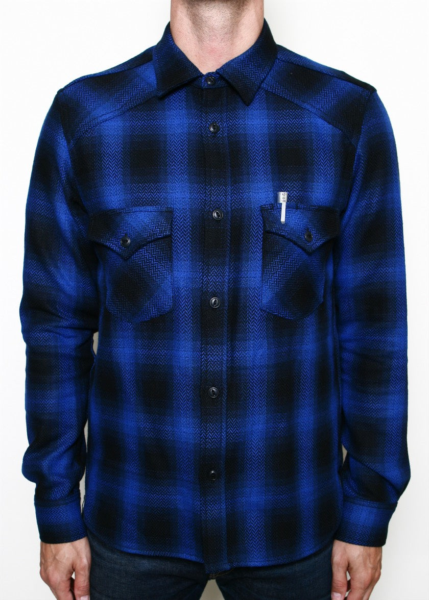 Rogue Territory Western Shirt Blue Heavy HB Plaid
