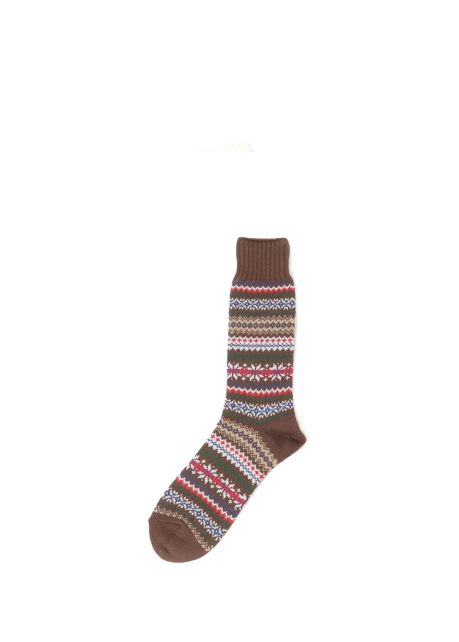 Beams Plus Fair Isle Socks Brown Base