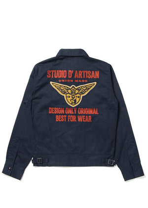 Studio D'Artisan Cotton satin Embrodery Jacket Navy