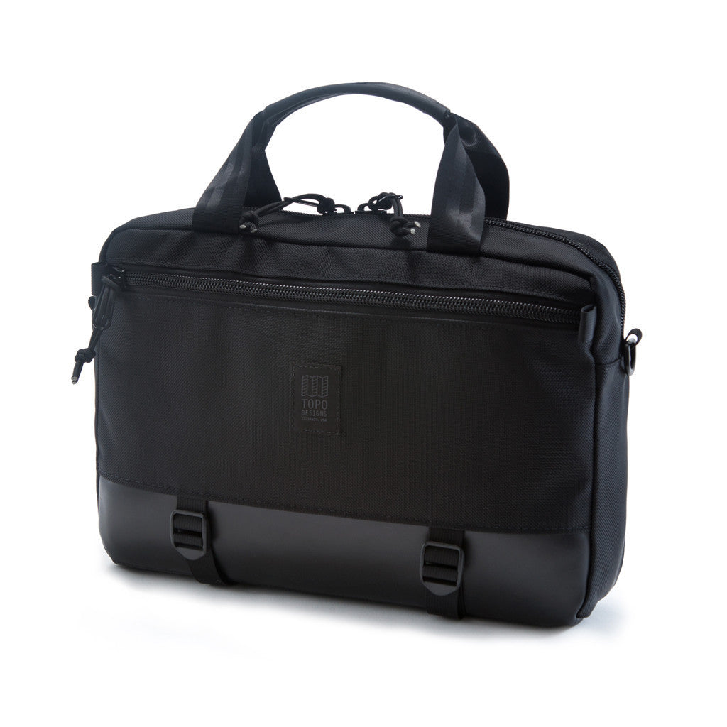 Topo Designs Commuter Briefcase in Black Ballistic/Black Leather