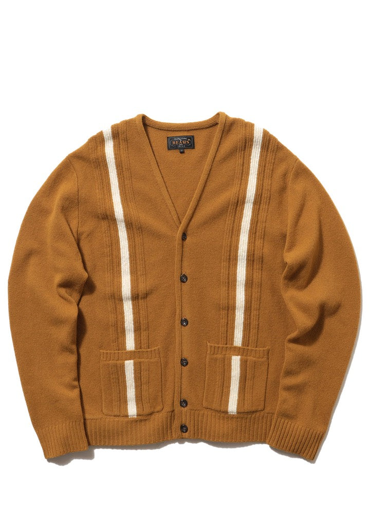 Beams Plus Stripe Cardigan Mustard
