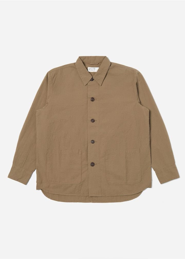 Universal Works Travail Overshirt Olive Seercucker 