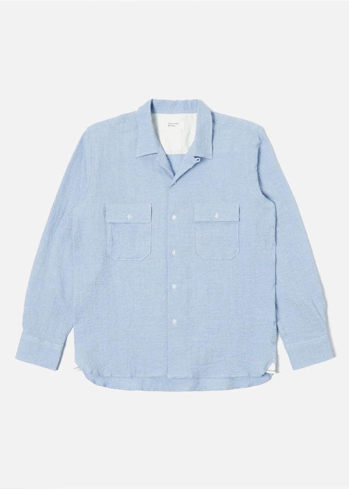 Universal Works Worker Shirt Sky Seersucker