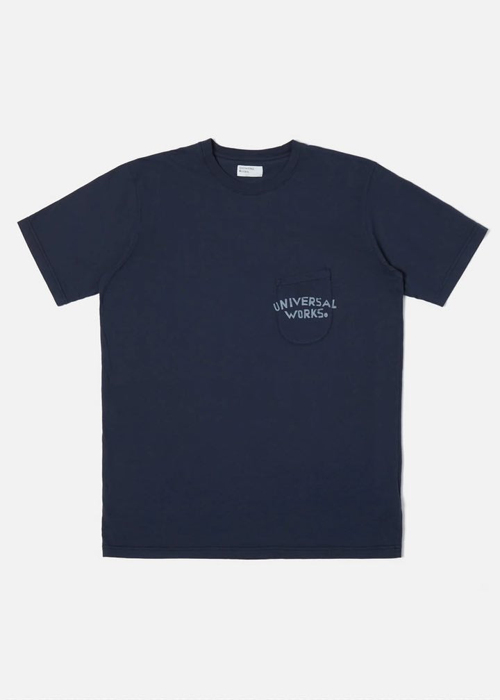Universal Works Print Pocket Tee In Navy Organic Jersey