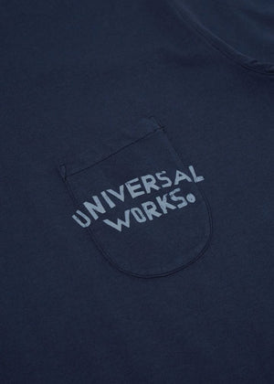 Universal Works Print Pocket Tee Navy Organic Cotton
