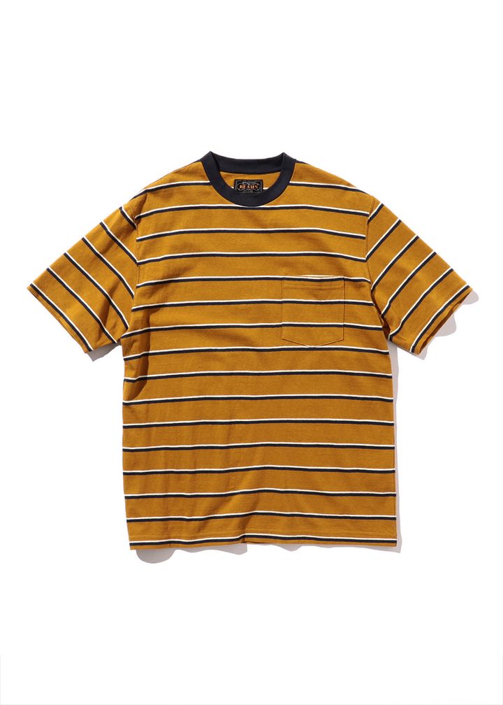 Beams Plus Wide Stripe Pocket T Gold