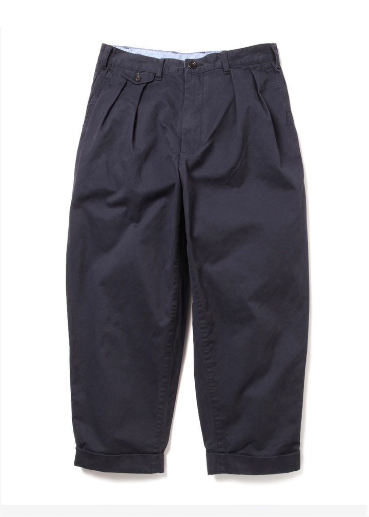Beams Plus 2 Pleat Cotton Twill Pants Navy