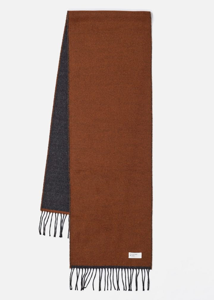 Universal Works Scarf Double Sided Brown Charcoal