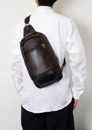 Master-Piece Gloss Leather Shoulder Bag in Chocolate